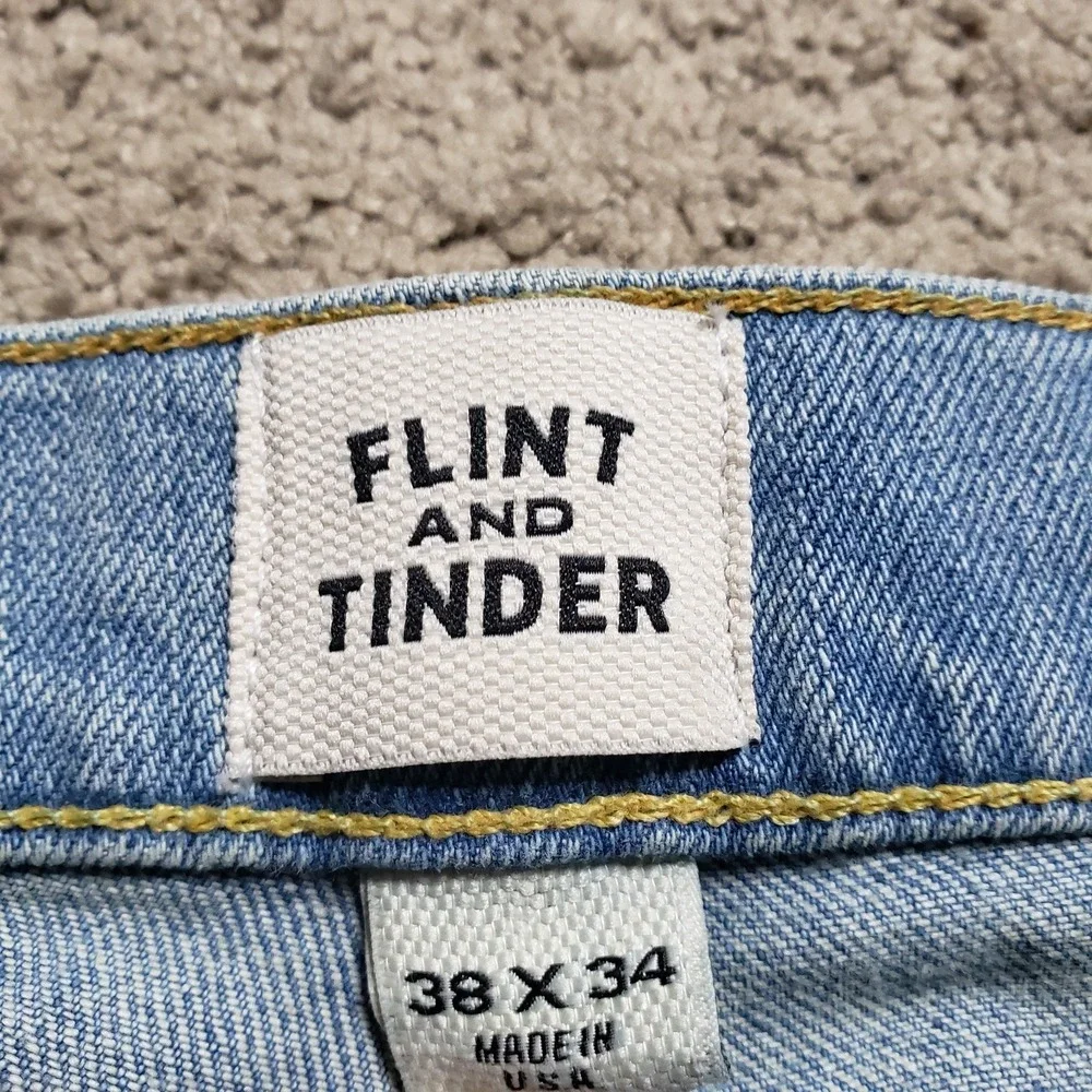 Flint‎ and Tinder Jeans Men 38x34 (40x34) Tapered Fit Light Wash Stretch Denim